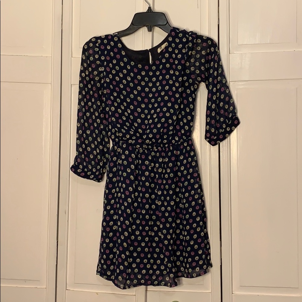 Navy blue patterned bow dress